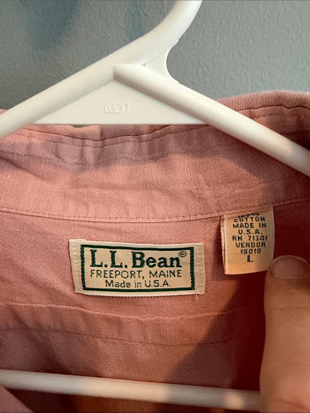 L.L. Bean Men's Dusty Rose Button-Down Shirt - Picture 2 of 3